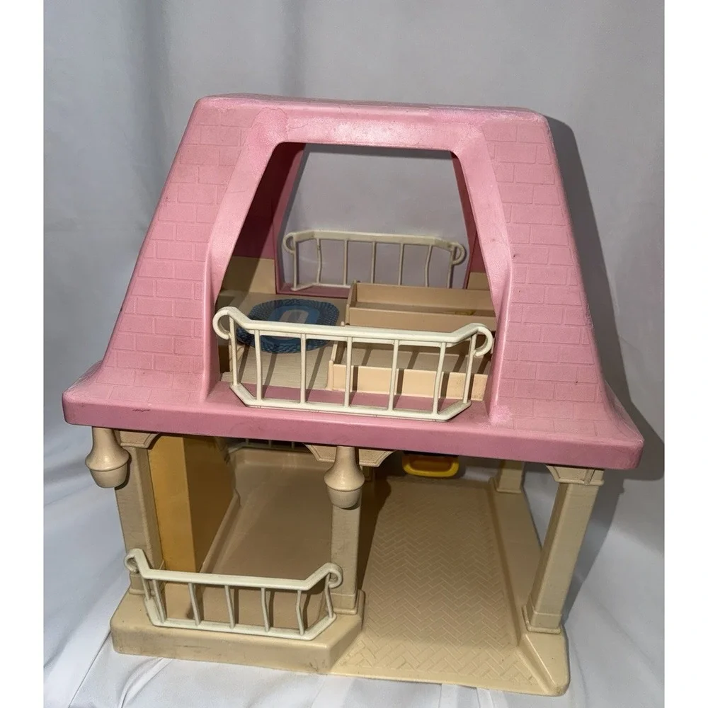 Vintage Little Tikes Dollhouse And Accessories Van People Kitchen Dog Lot